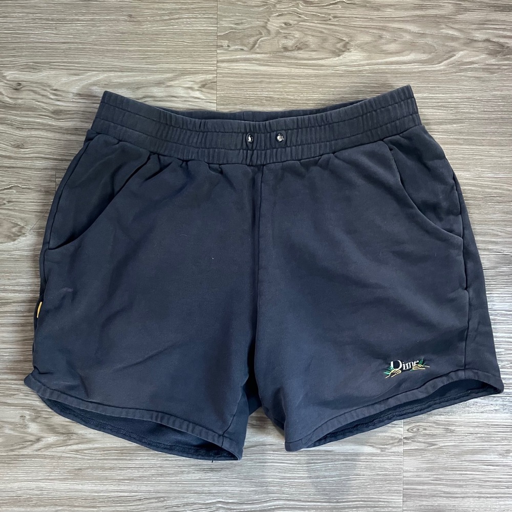 Dime MTL Men's Embroidered Logo French Terry Sweat Shorts Faded Black Size M